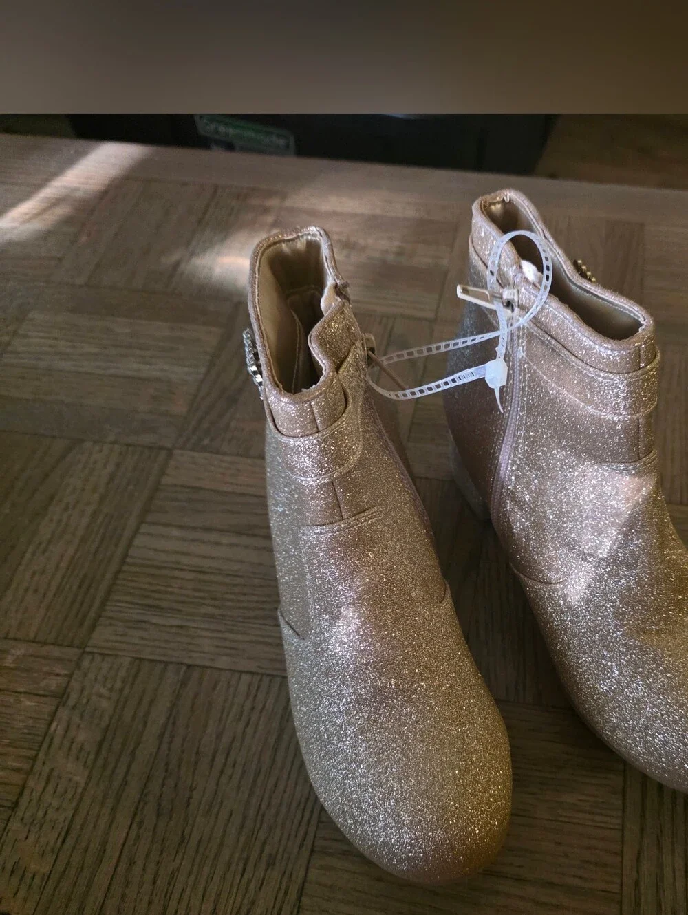 Self Esteem Glitter Ankle Boots in Champagne For Girl